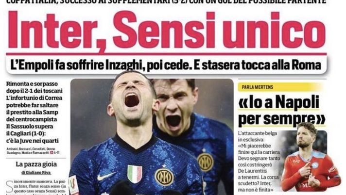 Prima Pagina, Corriere dello Sport: “Inter, Sensi unico. Il calcio secondo Gravina” - immagine 1
