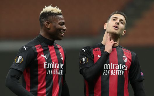 La gioia di Diogo Dalot e di Rafael Leao, due portoghesi al Milan La gioia di Diogo Dalot e di Rafael Leao, due portoghesi al Milan