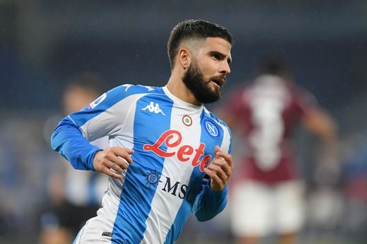 NAPLES, ITALY - DECEMBER 23: Lorenzo Insigne of SSC Napoli celebrates after scoring their sides first goal during the Serie A match between SSC Napoli and Torino FC at Stadio Diego Armando Maradona on December 23, 2020 in Naples, Italy. Sporting stadiums around Italy remain under strict restrictions due to the Coronavirus Pandemic as Government social distancing laws prohibit fans inside venues resulting in games being played behind closed doors. (Photo by Francesco Pecoraro/Getty Images) NAPLES, ITALY - DECEMBER 23: Lorenzo Insigne of SSC Napoli celebrates after scoring their sides first goal during the Serie A match between SSC Napoli and Torino FC at Stadio Diego Armando Maradona on December 23, 2020 in Naples, Italy. Sporting stadiums around Italy remain under strict restrictions due to the Coronavirus Pandemic as Government social distancing laws prohibit fans inside venues resulting in games being played behind closed doors. (Photo by Francesco Pecoraro/Getty Images)