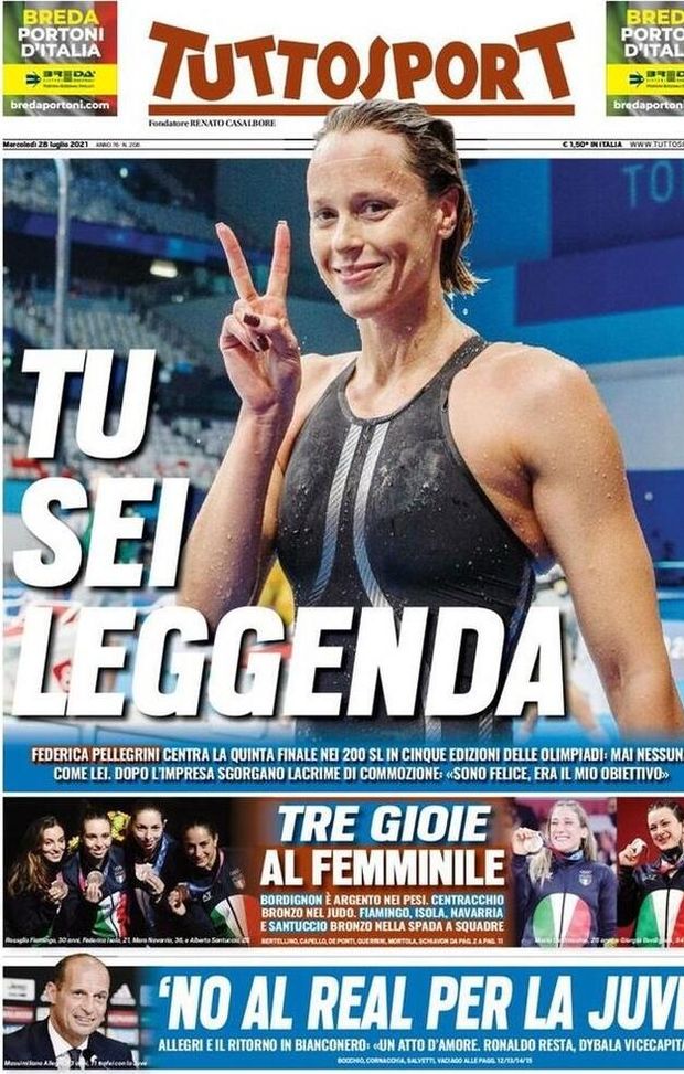 Prima Pagina, Tuttosport: “Tu sei leggenda! Allegri, no al Real per la Juve” Prima Pagina, Tuttosport: “Tu sei leggenda! Allegri, no al Real per la Juve”