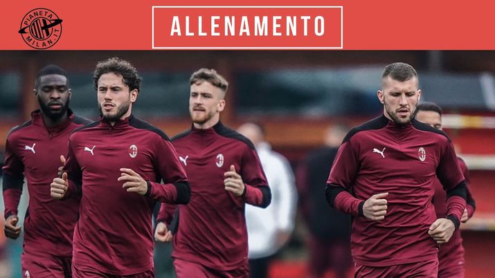 Uno scatto dell'allenamento odierno del Milan in vista del match contro il Benevento | AC Milan News (acmilan.com) 