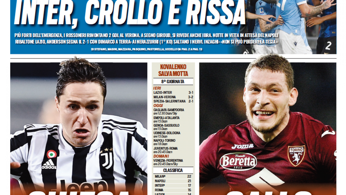 Prima Pagina, Tuttosport: “Chiesa anti Mou. Gallo, canta tu! Diavolo d’un Milan!” Prima Pagina, Tuttosport: “Chiesa anti Mou. Gallo, canta tu! Diavolo d’un Milan!” - immagine 1