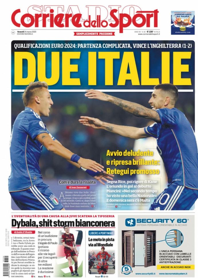EDICOLA CDS – Due Italie: partenza complicata, vince l’Inghilterra - immagine 1