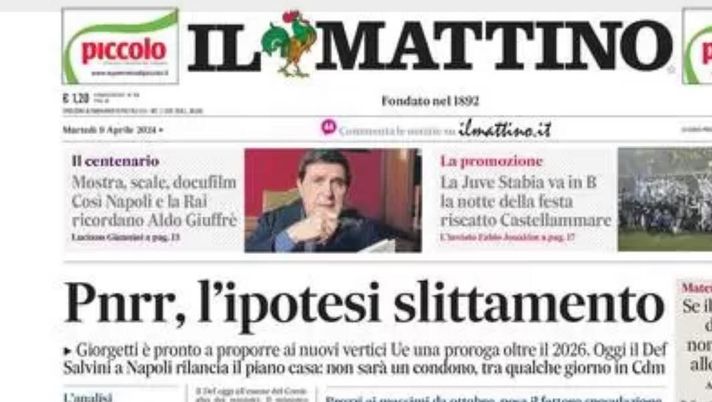 prima pagina il mattino oggi