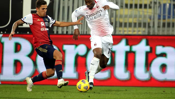 CAGLIARI, ITALY - JANUARY 18:  Soualiho Meitè of Milan in action during the Serie A match between Cagliari Calcio and AC Milan at Sardegna Arena on January 18, 2021 in Cagliari, Italy. (Photo by Enrico Locci/Getty Images)