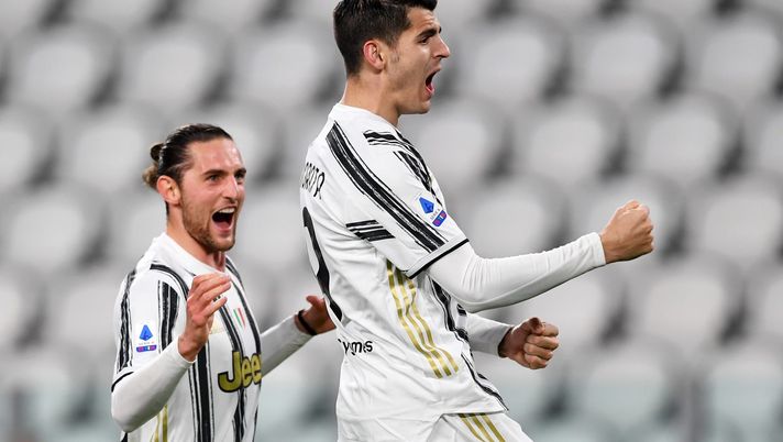 Alvaro Morata e Adrien Rabiot esultano in Juventus-Lazio (Getty Images) 