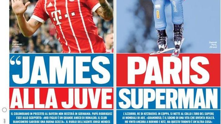 Prima Pagina, Tuttosport: “James alla Juve. Ave Cesare. Un altro San Siro. Niente Cina per Hamsik…” Prima Pagina, Tuttosport: “James alla Juve. Ave Cesare. Un altro San Siro. Niente Cina per Hamsik…”