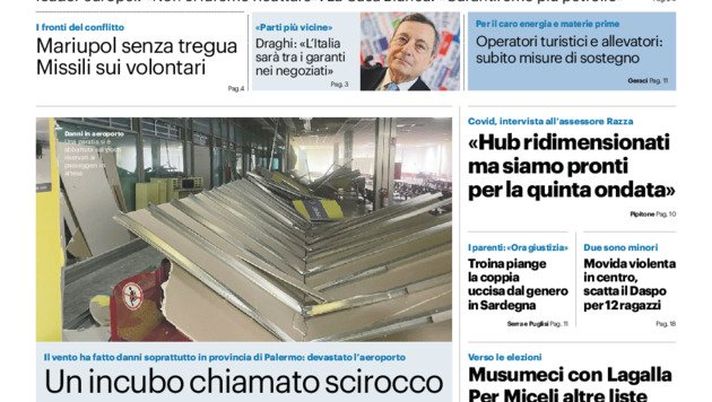 Prima Pagina, Giornale di Sicilia: “Putin scatena la guerra del gas” Prima Pagina, Giornale di Sicilia: “Putin scatena la guerra del gas” - immagine 1