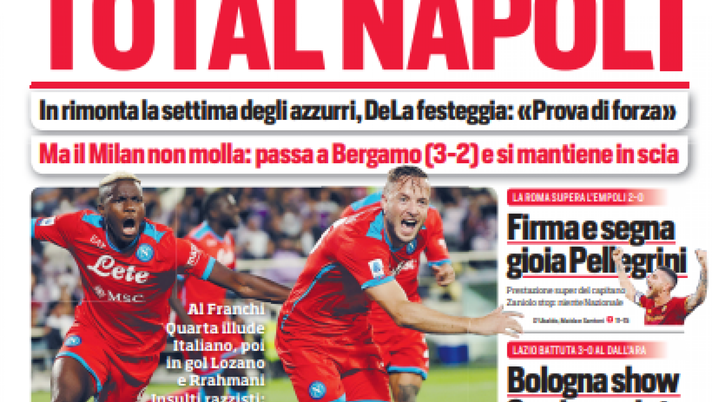 Prima Pagina, Corriere dello Sport: “Total Napoli. Ma il Milan non molla”  Prima Pagina, Corriere dello Sport: “Total Napoli. Ma il Milan non molla” - immagine 1