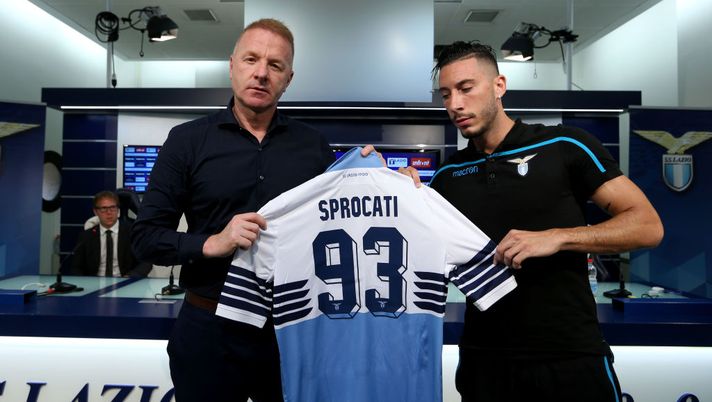 ROME, ITALY - AUGUST 03: SS Lazio Manager Igli Tare and Mattia Sprocati of SS Lazio during the SS Lazio unveil new signings on August 3, 2018 in Rome, Italy. (Photo by Paolo Bruno/Getty Images) ROME, ITALY - AUGUST 03: SS Lazio Manager Igli Tare and Mattia Sprocati of SS Lazio during the SS Lazio unveil new signings on August 3, 2018 in Rome, Italy. (Photo by Paolo Bruno/Getty Images)