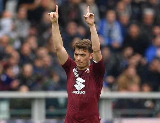  TURIN, ITALY - APRIL 08: Adem Ljajic of Torino FC celebrates afer scoring the opening goal during the Serie A match between Torino FC and FC Internazionale at Stadio Olimpico di Torino on April 8, 2018 in Turin, Italy. (Photo by Valerio Pennicino/Getty Images) 