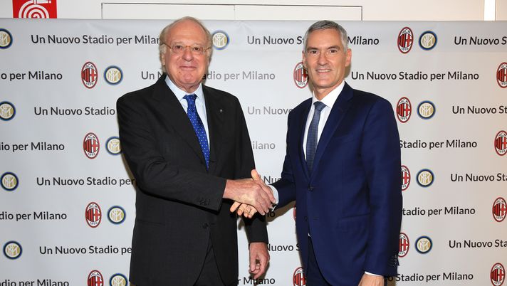 Paolo Scaroni e Alessandro Antonello alla conferenza 'Uno Stadio Per Milano', Getty Images 