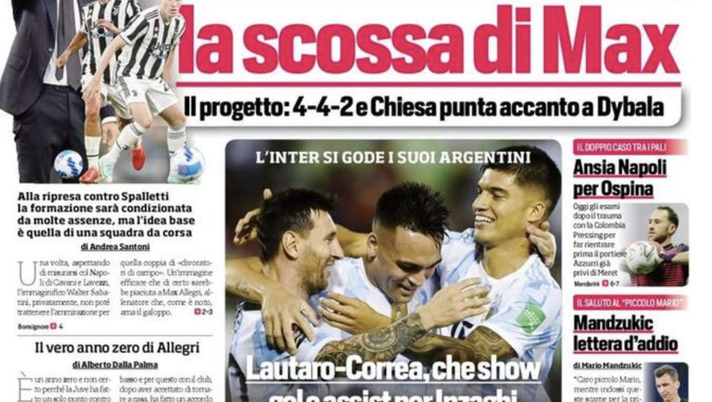 Prima Pagina, Corriere dello Sport: &#8220;Rivoluzione Juventus, la scossa di Max&#8221; 