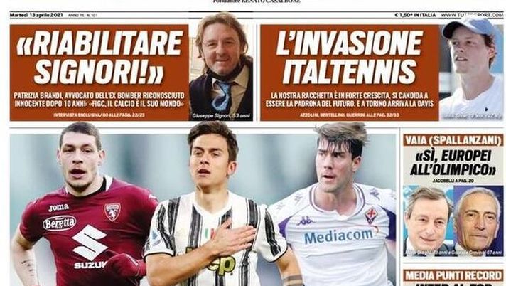Prima Pagina, Tuttosport: “Bomber di mercato. Inter al top in Europa, Champions, stasera Psg-Bayern e Chelsea-Porto” 