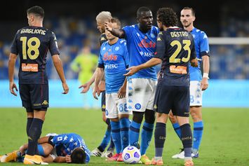 Andrea Masiello of Genoa CFC and Victor Osimhen of SSC Napoli