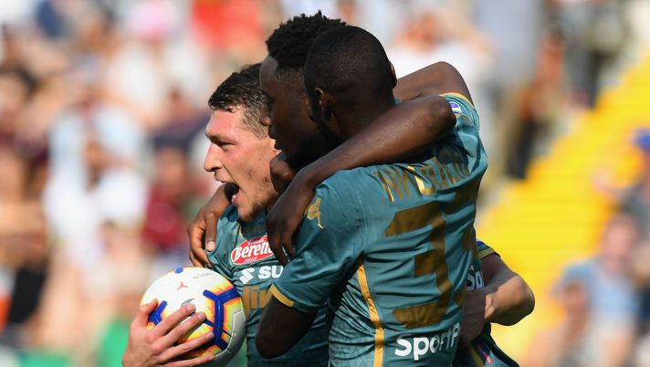 UDINE, ITALY - SEPTEMBER 16:  Soualho Meitè of Torino FC celebrates after scoring the 1-1  