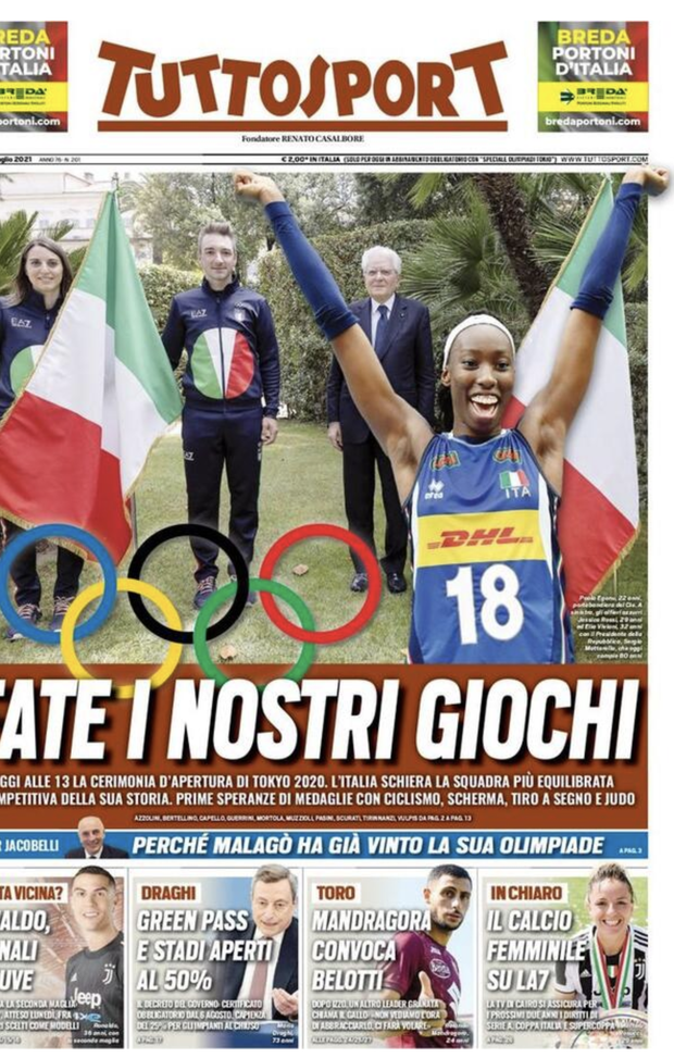 Prima Pagina, Tuttosport: “Green Pass e stadi al 50%. CR7, segnali di Juve” 