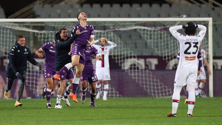 FLORENCE, ITALY - DECEMBER 07: Nkiola Milenkovic of ACF Fiorentina celebrates after scoring a goal during the Serie A match between ACF Fiorentina and Genoa CFC at Stadio Artemio Franchi on December 7, 2020 in Florence, Italy. (Photo by Gabriele Maltinti/Getty Images) FLORENCE, ITALY - DECEMBER 07: Nkiola Milenkovic of ACF Fiorentina celebrates after scoring a goal during the Serie A match between ACF Fiorentina and Genoa CFC at Stadio Artemio Franchi on December 7, 2020 in Florence, Italy. (Photo by Gabriele Maltinti/Getty Images)