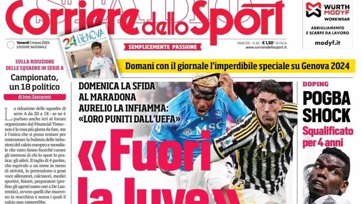 PRIMA PAGINA CORRIERE DELLO SPORT OGGI: “DeLa, al Mondiale deve andare il Napoli” - immagine 1