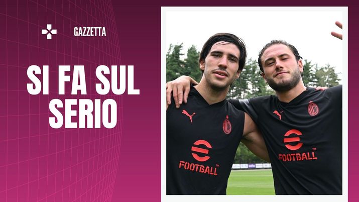Sandro Tonali e Davide Calabria (giocatori AC Milan) in allenamento a Milanello | Milan News (Getty Images) Tonali Calabria AC Milan allenamento