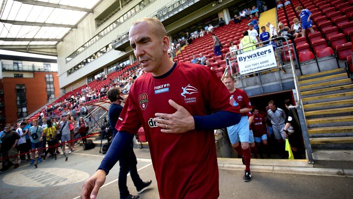 LONDON, ENGLAND - MAY 18: Paolo Di Canio leads out the 'Hammers Heroes' during the Football30 Elite Legends Tournament at Brisbane Road on May 18, 2014 in London, England. (Photo by Jordan Mansfield/Getty Images) LONDON, ENGLAND - MAY 18: Paolo Di Canio leads out the 'Hammers Heroes' during the Football30 Elite Legends Tournament at Brisbane Road on May 18, 2014 in London, England. (Photo by Jordan Mansfield/Getty Images)