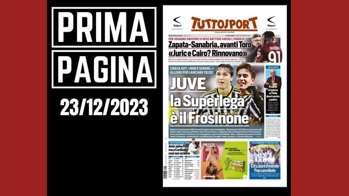 Prima pagina Tuttosport: 'Juventus, la Superlega è il Frosinone'