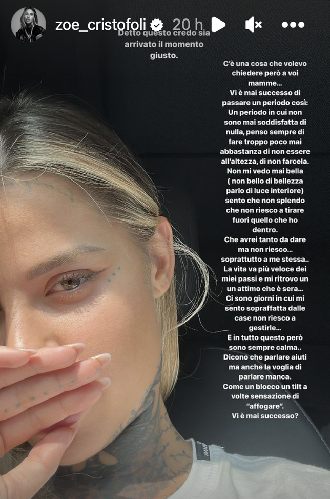 Zoe Cristofoli, periodo non facile: “Non mi vedo bella, penso spesso di…”- immagine 2