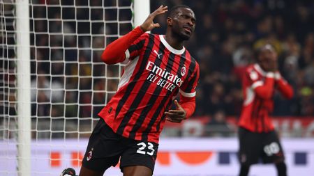 MILAN, ITALY - FEBRUARY 05: Fikayo Tomori of AC Milan reacts during the Coppa Italia Quarter Final match between AC Milan and AS Roma at Stadio Giuseppe Meazza on February 05, 2025 in Milan, Italy. (Photo by Giuseppe Cottini/AC Milan via Getty Images)