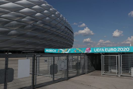 MUNICH, GERMANY - JUNE 11: The Allianz Arena soccer stadium is pictured showing the UEFA Euro 2020 look to be prepared for the UEFA Euro 2020 Championship matches on June 11, 2021 in Munich, Germany. (Photo by Alexandra Beier/Getty Images) MUNICH, GERMANY - JUNE 11: The Allianz Arena soccer stadium is pictured showing the UEFA Euro 2020 look to be prepared for the UEFA Euro 2020 Championship matches on June 11, 2021 in Munich, Germany. (Photo by Alexandra Beier/Getty Images)