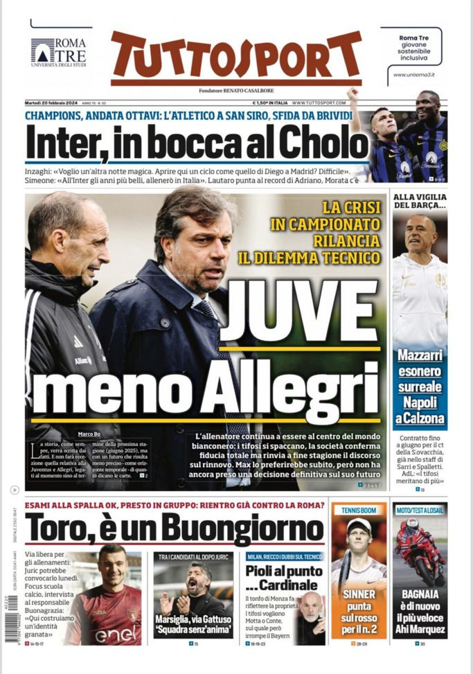 EDICOLA TS – Inter, in bocca al Cholo: Atletico a San Siro, sfida da brividi - immagine 1