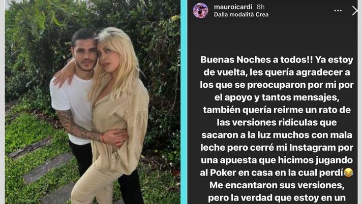 Icardi torna sui social. “Sparito per una scommessa, altro che crisi con Wanda” Icardi torna sui social. “Sparito per una scommessa, altro che crisi con Wanda”