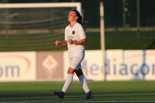  FLORENCE, ITALY - SEPTEMBER 06: Melania Martinovic of Florentia-San Gimignano celebrates after scoring a goal during the Women Serie A match between ACF Fiorentina and Florentia at on September 6, 2020 in Florence, Italy. (Photo by Gabriele Maltinti/Getty Images) 