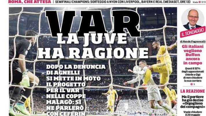 Prima Pagina, Corriere dello Sport: “VAR, la Juve ha ragione. Lazio da incubo. Maradona incorona Hamisk…”  Prima Pagina, Corriere dello Sport: “VAR, la Juve ha ragione. Lazio da incubo. Maradona incorona Hamisk…”