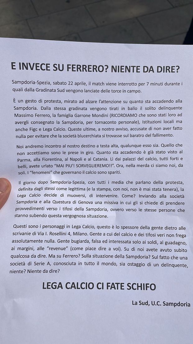 Assemblea Lega Serie A, protesta dei tifosi della Sampdoria nei confronti di Ferrero- immagine 3