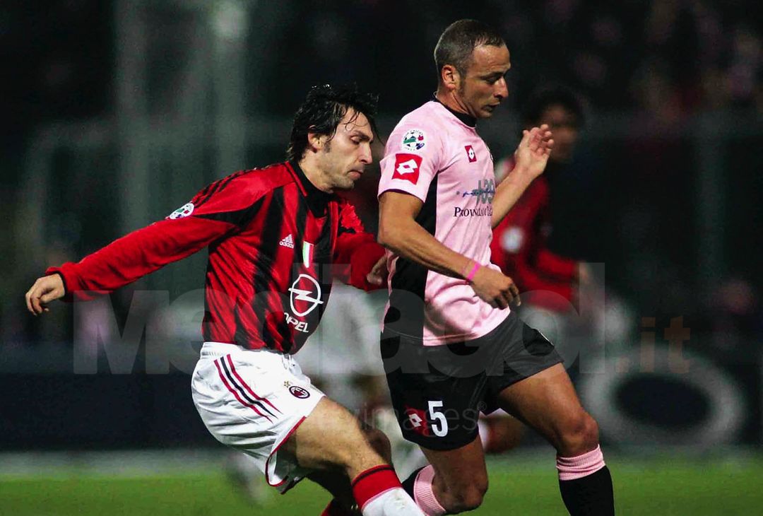  PALERMO 09/01/2005 FOOTBALL MATCH PALERMO - MILAN / PIRLO AND CORINI / PHOTO NEWPRESS

PALERMO, ITALY - JANUARY 9:   during the Serie A match between Palermo and Milan at La Favorita stadium on January 9, 2005 in Palermo, Italy. (Photo by New Press/Getty Images)  