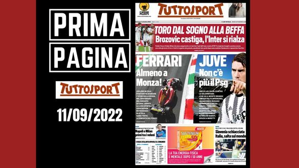 La prima pagina di 'Tuttosport', in edicola oggi, 11-09-2022 Tuttosport
