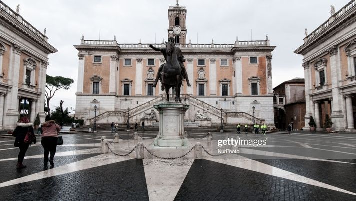 Special supervised Campidoglio, "Collapse Risk". A call for tenders was launched to verify the seismic "vulnerability" of the Palazzo Senatorio, a building that is considered strategic as an institutional seat. The first hill of Rome has always been the object of research and consolidation over the years, in recent times there are water infiltrations, and some parts of the building of the senatorial palace are affected by the passing of the centuries on January 21, 2019 in Rome, Italy. (Photo by Andrea Ronchini/NurPhoto via Getty Images) Special supervised Campidoglio, "Collapse Risk". A call for tenders was launched to verify the seismic "vulnerability" of the Palazzo Senatorio, a building that is considered strategic as an institutional seat. The first hill of Rome has always been the object of research and consolidation over the years, in recent times there are water infiltrations, and some parts of the building of the senatorial palace are affected by the passing of the centuries on January 21, 2019 in Rome, Italy. (Photo by Andrea Ronchini/NurPhoto via Getty Images)