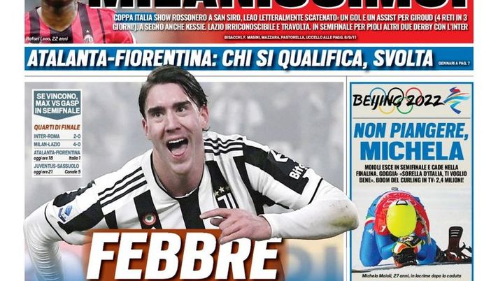Prima Pagina, Tuttosport: “Febbre Vlahovic. Milanissimo! Show rossonero a San Siro” - immagine 1