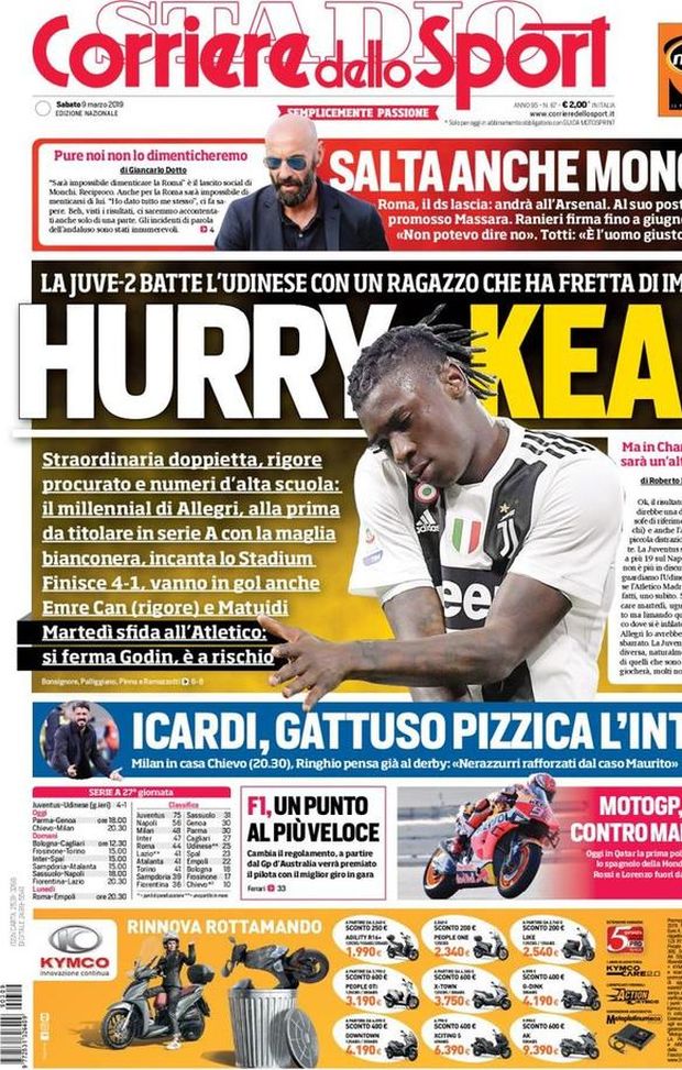 Prima Pagina, Corriere dello Sport: “Hurry Kean. Salta anche Monchi. Gattuso pizzica l’Inter…” Prima Pagina, Corriere dello Sport: “Hurry Kean. Salta anche Monchi. Gattuso pizzica l’Inter…”