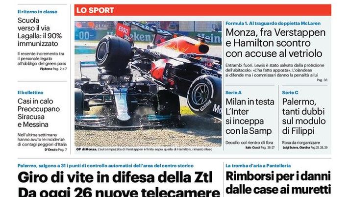 Prima Pagina, Giornale di Sicilia: “Sicilia pronta per la terza dose” Prima Pagina, Giornale di Sicilia: “Sicilia pronta per la terza dose”