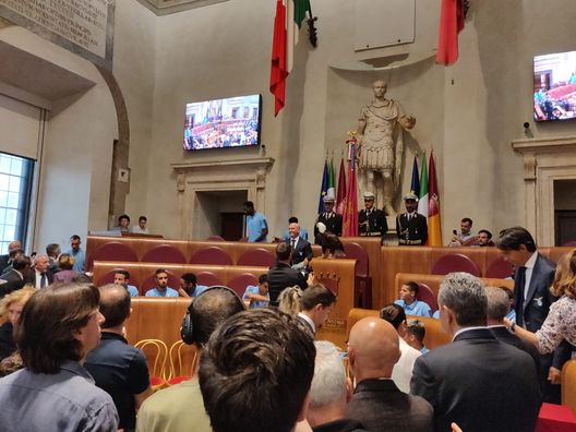 La Lazio arriva in Campidoglio La Lazio arriva in Campidoglio