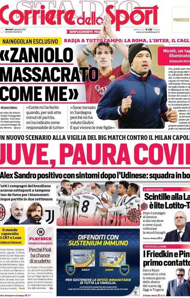  Corriere dello Sport, la prima pagina di oggi, martedì 5 gennaio 2021 