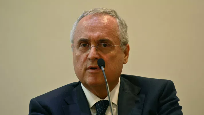 ROME, ITALY - OCTOBER 10:  SS Lazio President Claudio Lotito SS Lazio press conference at the Olimpico Stadium on October 10, 2019 in Rome, Italy.  (Photo by Marco Rosi/Getty Images)