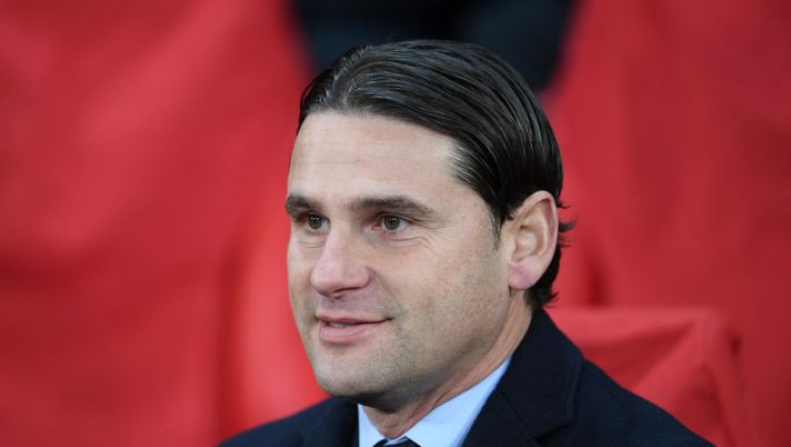 MANCHESTER, ENGLAND - NOVEMBER 27:  Gerardo Seoane manager of Young Boys looks on prior to  the UEFA Champions League Group H match between Manchester United and BSC Young Boys at Old Trafford on November 27, 2018 in Manchester, United Kingdom.  (Photo by Laurence Griffiths/Getty Images) 