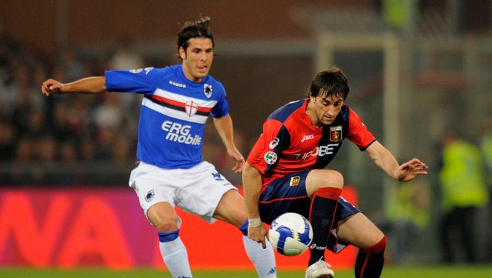 GENOVA, ITALY - MAY 03: Diedo Milito of Genoa and Pietro Accardi of Sampdoria in action during the Serie A match between Genoa and Sampdoria at the Stadio Luigi Ferraris on May 03, 2009 in Genova, Italy. (Photo by New Press/Getty Images) GENOVA, ITALY - MAY 03: Diedo Milito of Genoa and Pietro Accardi of Sampdoria in action during the Serie A match between Genoa and Sampdoria at the Stadio Luigi Ferraris on May 03, 2009 in Genova, Italy. (Photo by New Press/Getty Images)