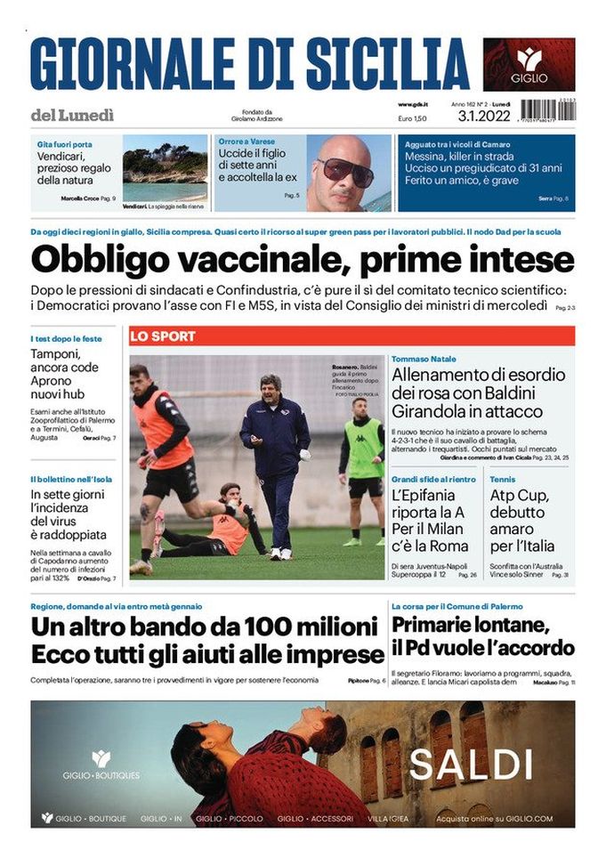 Prima Pagina, Giornale di Sicilia: “Obbligo vaccinale, prime intese” - immagine 1