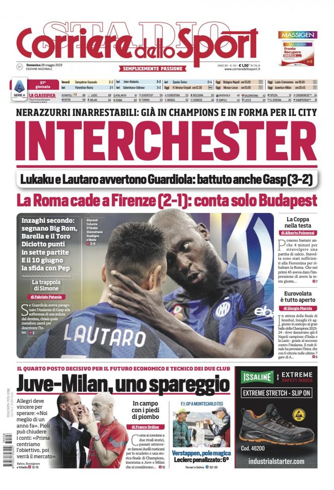 Prima pagina Corriere dello Sport 28-05-2023