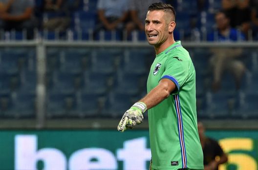 GENOA, ITALY - AUGUST 12: Christian Puggioni Sampdoria goalkeeper during the TIM Cup match between UC Sampdoria and Foggia at Stadio Luigi Ferraris on August 12, 2017 in Genoa, Italy. (Photo by Paolo Rattini/Getty Images)