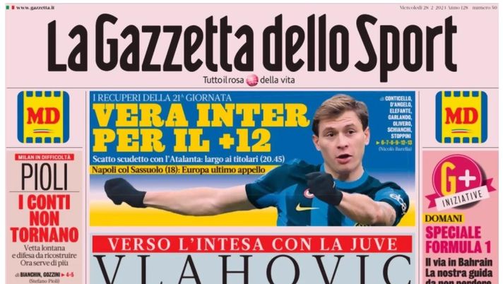 prima pagina gazzetta dello sport oggi