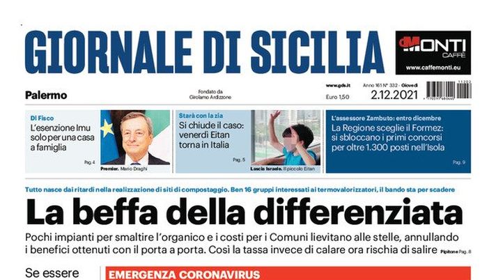 Prima Pagina, Giornale di Sicilia: “La beffa della differenziata” - immagine 1